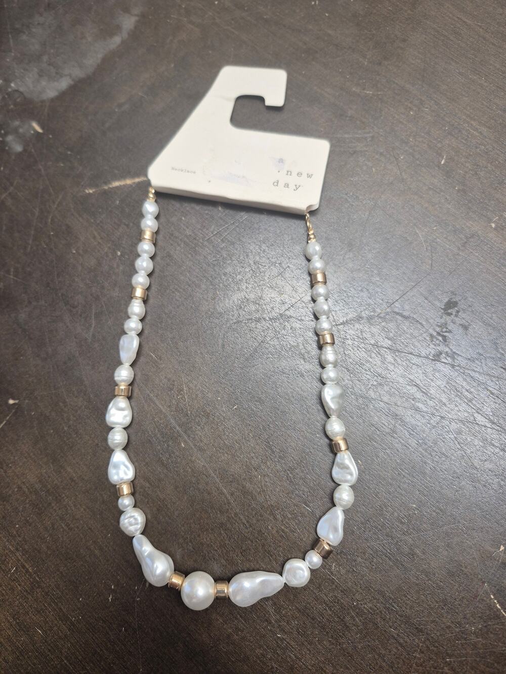 A New Day Beaded Necklace Gold Pearl Statement Piece Gift Teen Girl Wife s18
